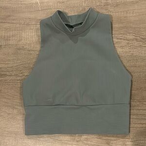 Olive green racer back crop top/sports bra.